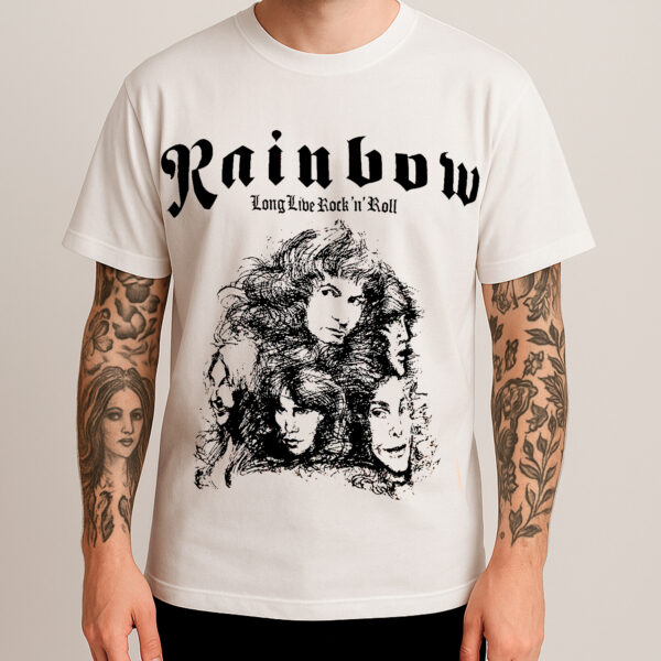Camiseta Branca Rainbow - Long Live Rock 'n Roll - Brutal Wear