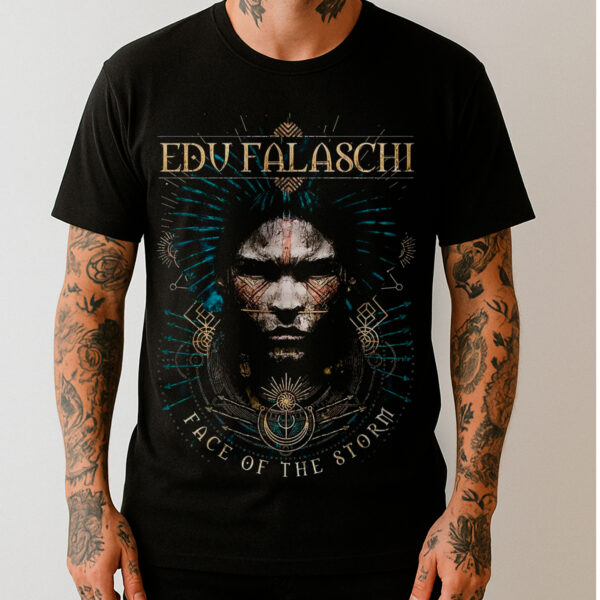 Camiseta Oficial Edu Falaschi - Face Of The Storm (Frente e Costas)