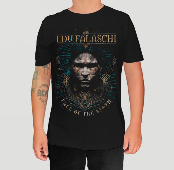 Camiseta Oficial Edu Falaschi - Face Of The Storm (Frente e Costas)