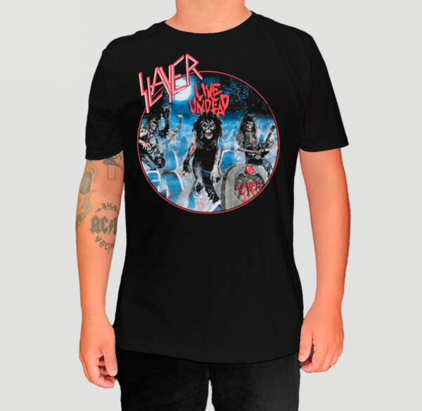 Camiseta Oficial Slayer - Live Undead (Frente e Costas)