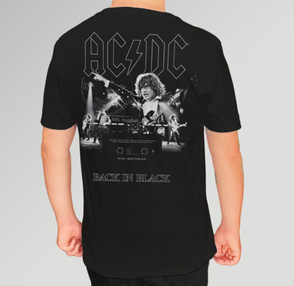 Camiseta Oficial AC/DC - Back In Black Tape - Frente e Costas - Image 2