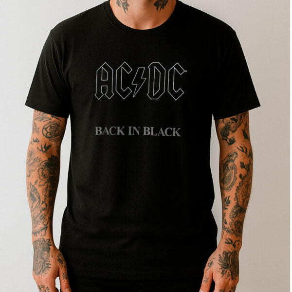 Camiseta Oficial AC/DC - Back In Black Tape - Frente e Costas