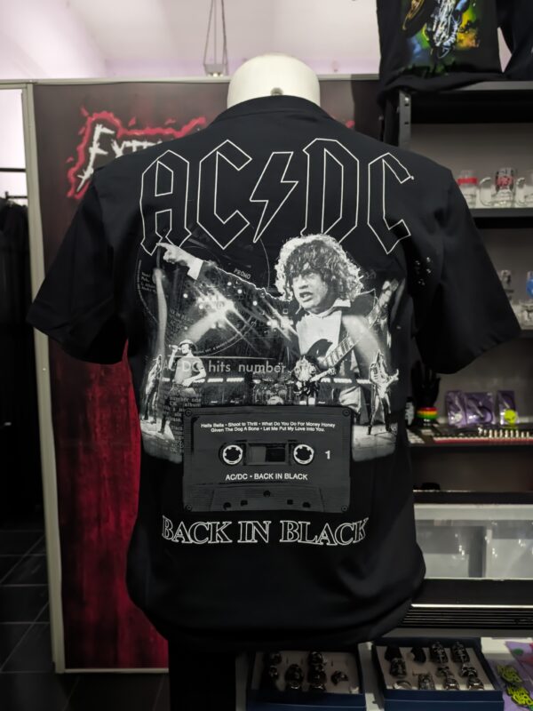 Camiseta Oficial AC/DC - Back In Black Tape - Frente e Costas - Image 6